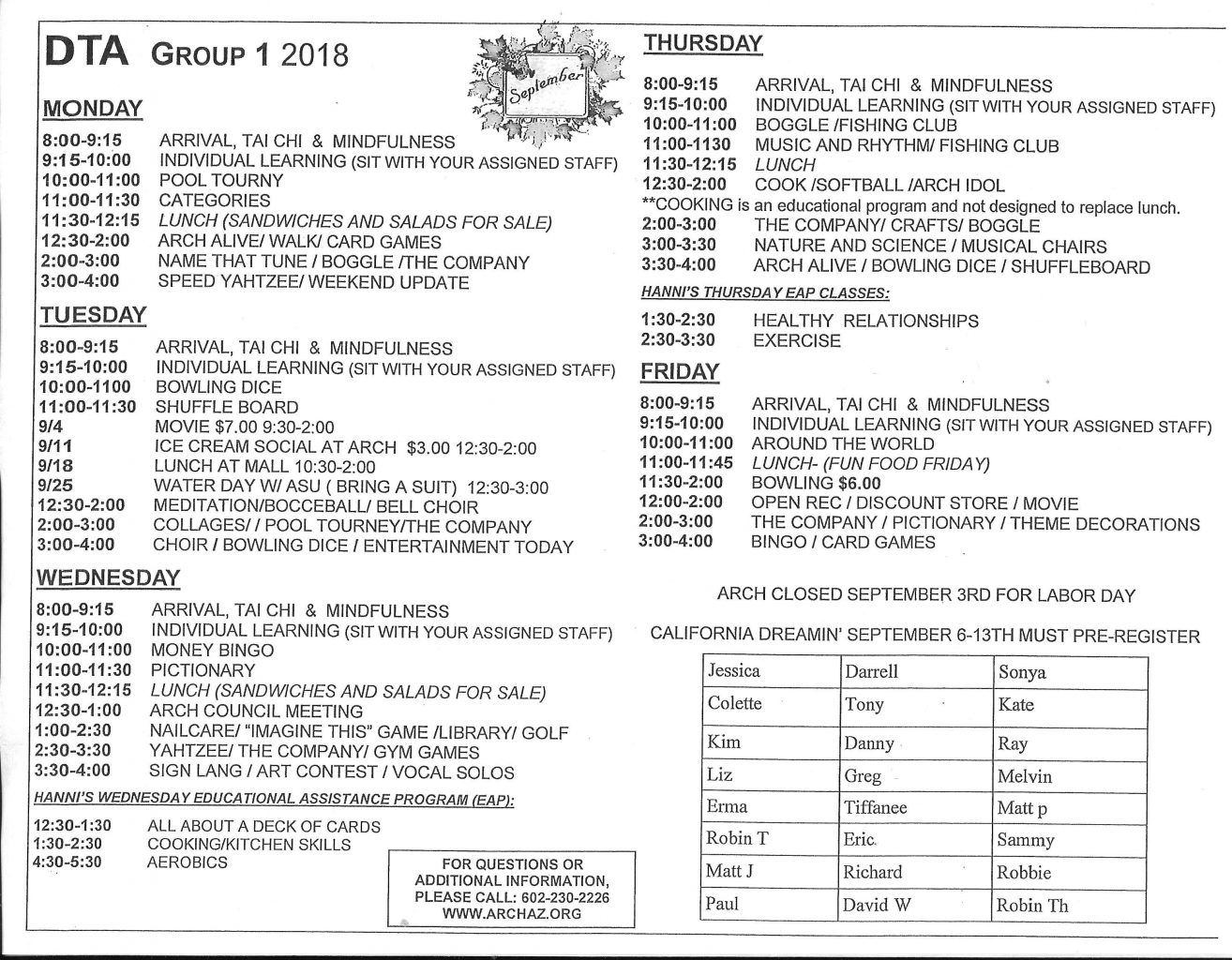 Day Treatment for Adults (DTA) | Arizona Recreation Center for the ...